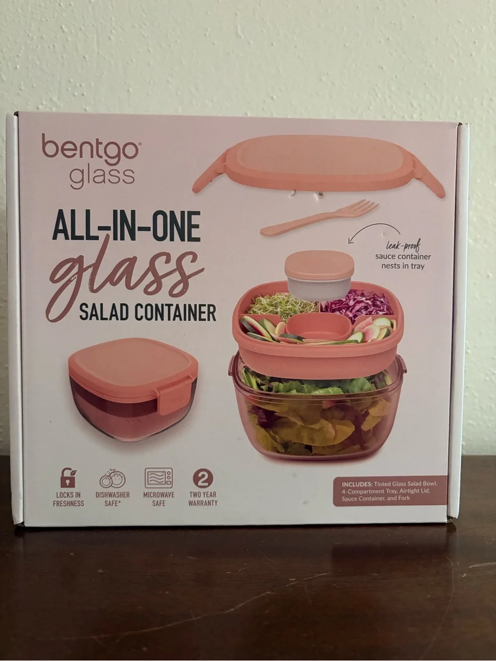 Bentgo Glass All-in-One Salad Container - Pink